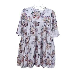 Morley girls pink muslin floral tiered dress size 14